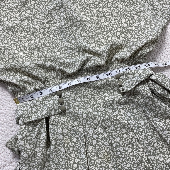 Vintage Sage Green Floral Short Sleeve MIDI Dress Size Medium (9) - Picture 14 of 16